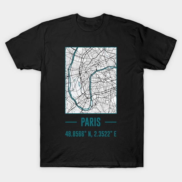 PARIS Minimalist city Map, PARIS DIY city Map T-Shirt by happy6fox